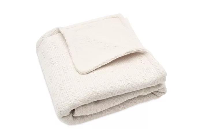 Couverture Berceau 75x100cm Grain knit Oatmeal/Velvet  (Jollein) – Image 2
