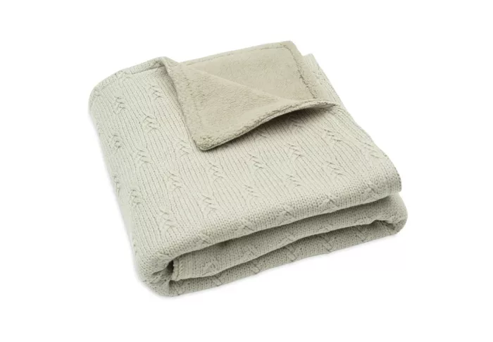 Couverture Berceau 75x100cm Grain knit Olive Green/Velvet (Jollein)