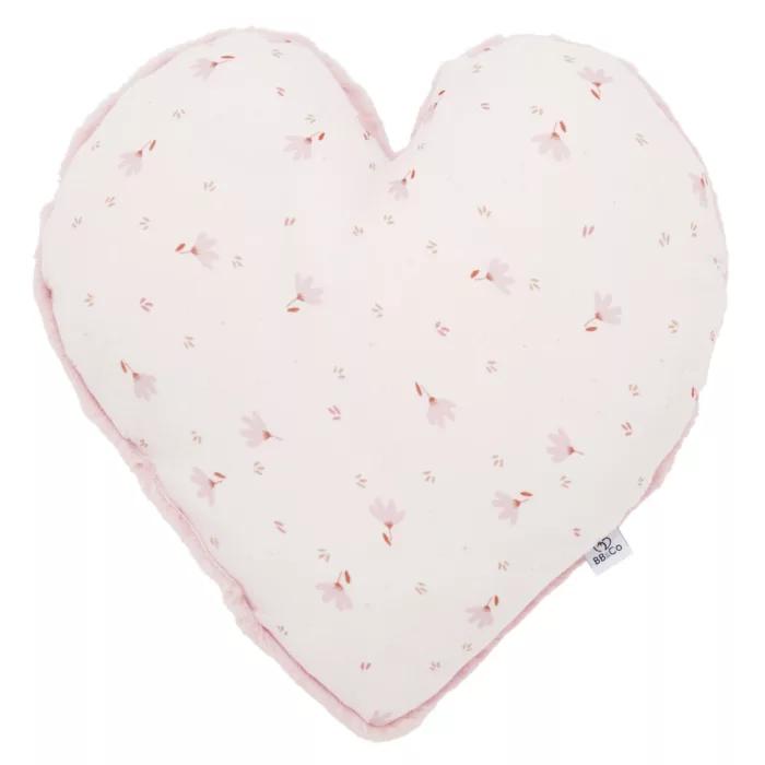 Coussin déco forme cœur gaze coton / angora – Lovely Blossom (BB and CO)