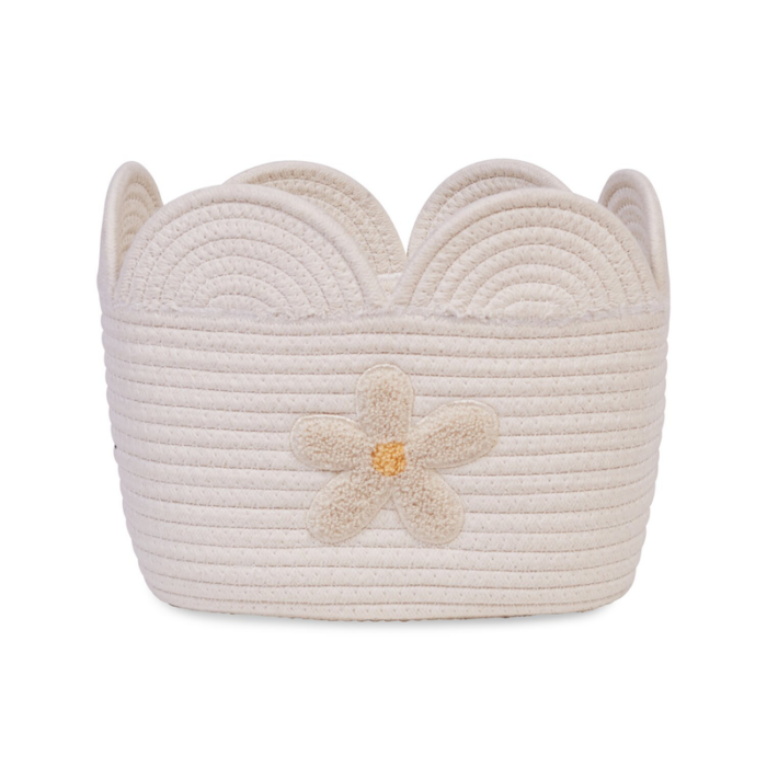 PANIER FLEUR - 30X20X15CM - CORDE DE COTON - ECRU (Childhome)