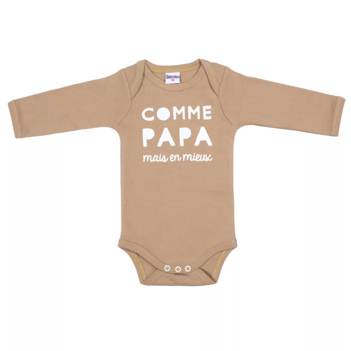 Body manches longues “Comme papa mais en mieux” camel (BB and Co)
