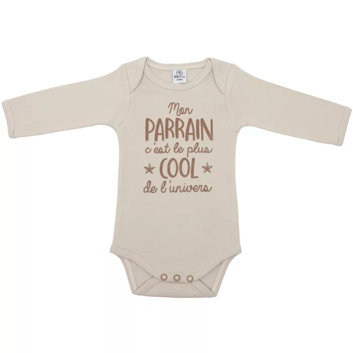 Body manches longues “Mon parrain c’est le plus cool” sable (BB and Co)