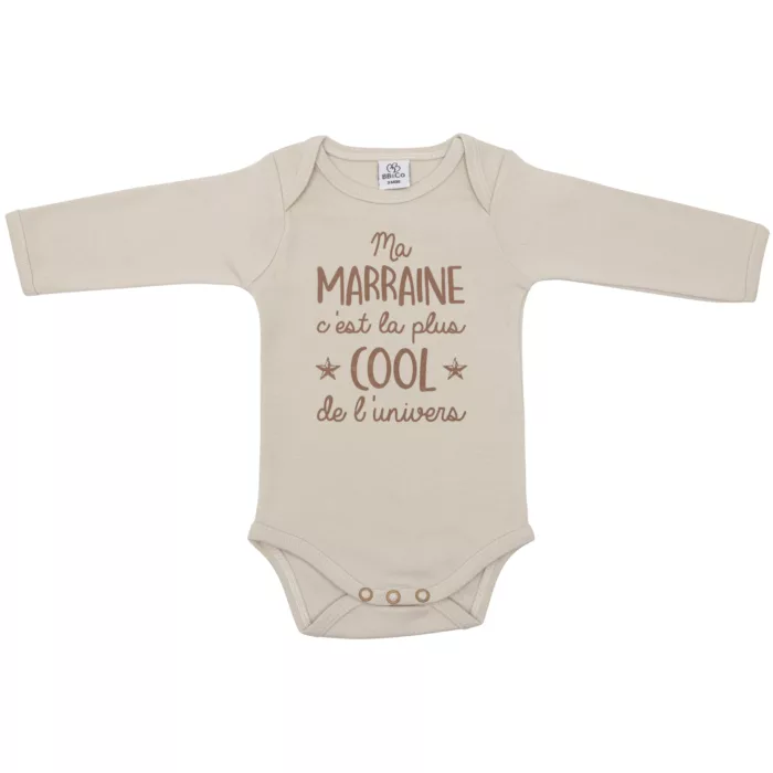 Body manches longues “Ma marraine c’est la plus cool” sable (BB and Co)