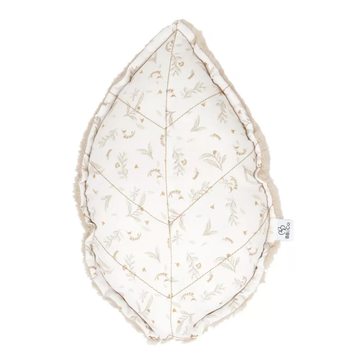 Coussin déco forme feuillle coton imp./ angora beige – Daydream (BB and CO)