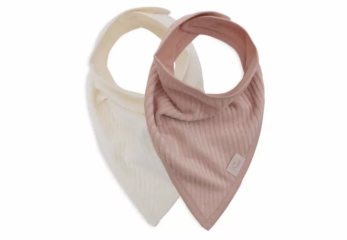Bavoir Bandana Velvet Rib - Wild Rose/Ivory - 2 Unités (Jollein)