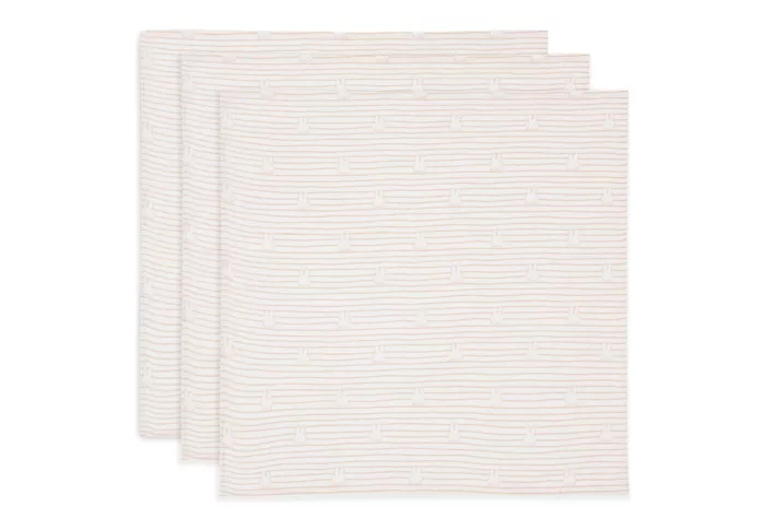 Lange Gaze de Coton Small 70x70cm Miffy Stripe - Biscuit - 3 Unités (Jollein)