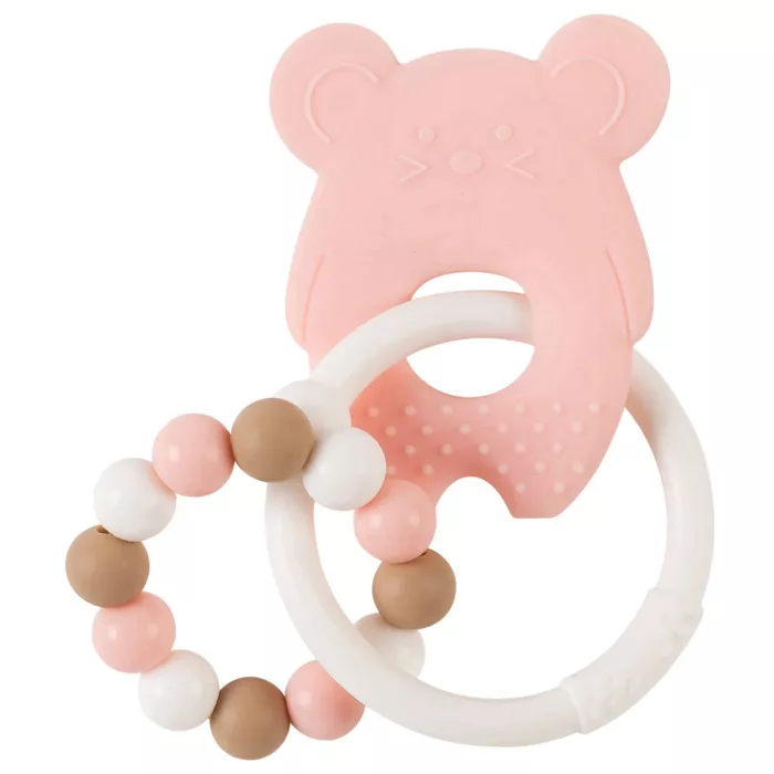 Anneau de Dentition Silicone Animal Rose (Nattou)