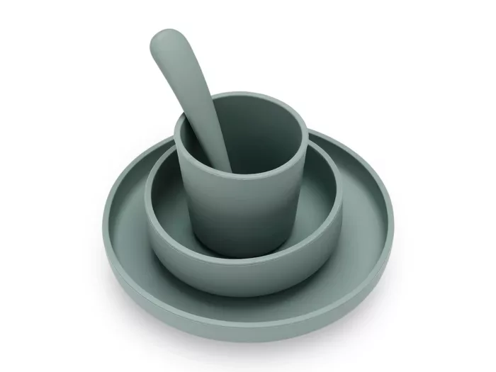 Set de table bébé Silicone Ash Green (4pcs) (Jollein)