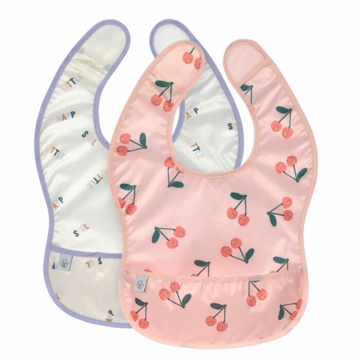 Bavoirs avec poche (Lot de 2) - Happy Fruits, Cerise (Lassig)
