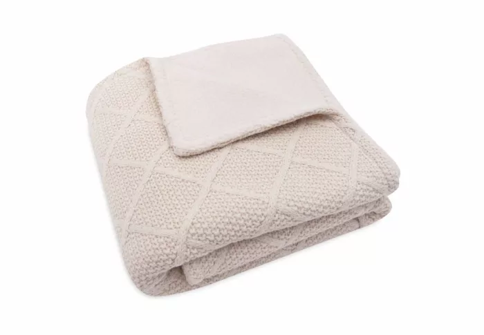Couverture Lit de bébé 100x150cm Check Knit - Oatmeal/Teddy Fleece (Jollein)