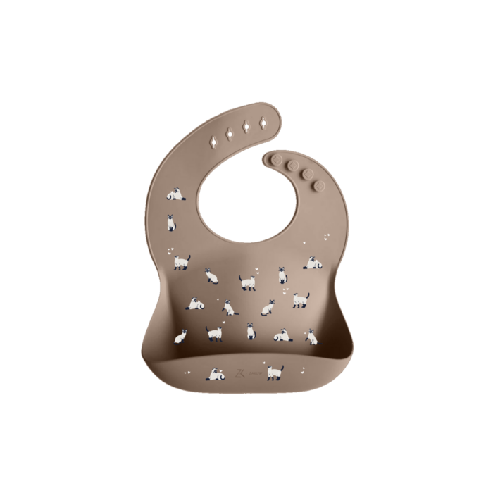 Bavoir en silicone Minouche Taupe (ZAKUW)