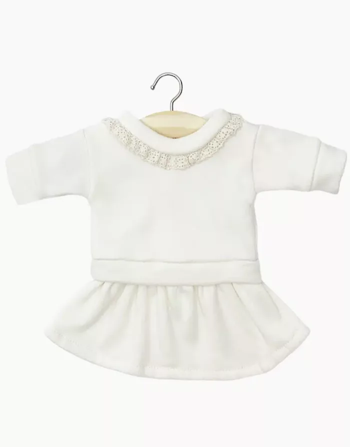 Ensemble top et jupe Liliane en molleton écru avec dentelle (Minikane)