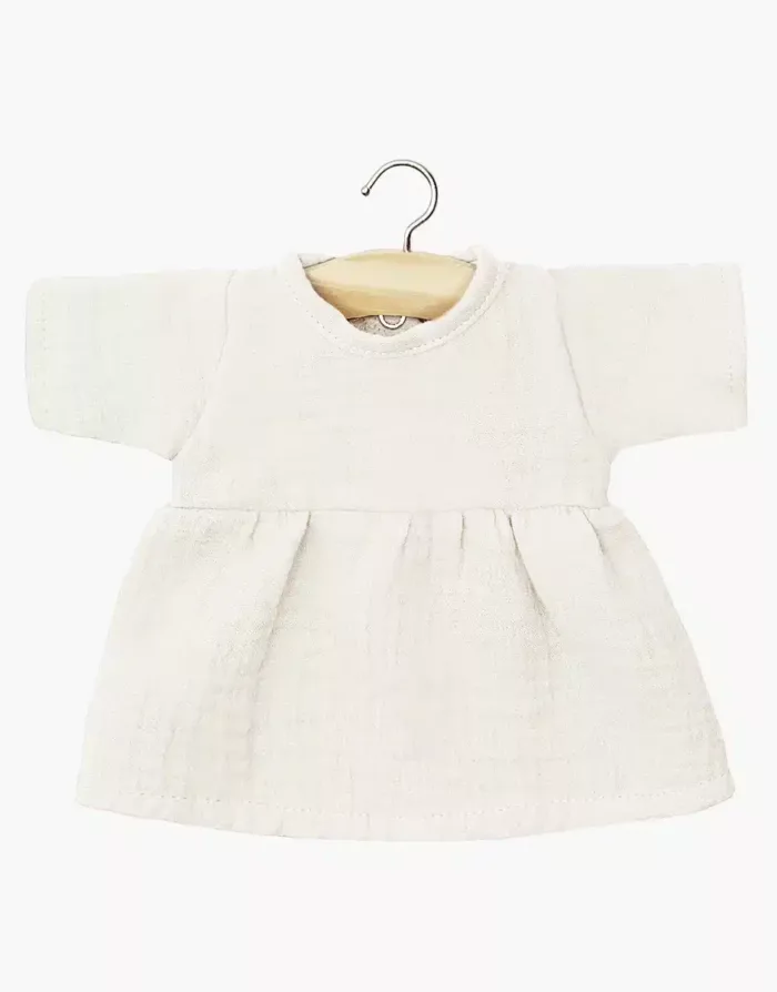 Robe Faustine à manches longues en gaze de coton écru (Minikane)