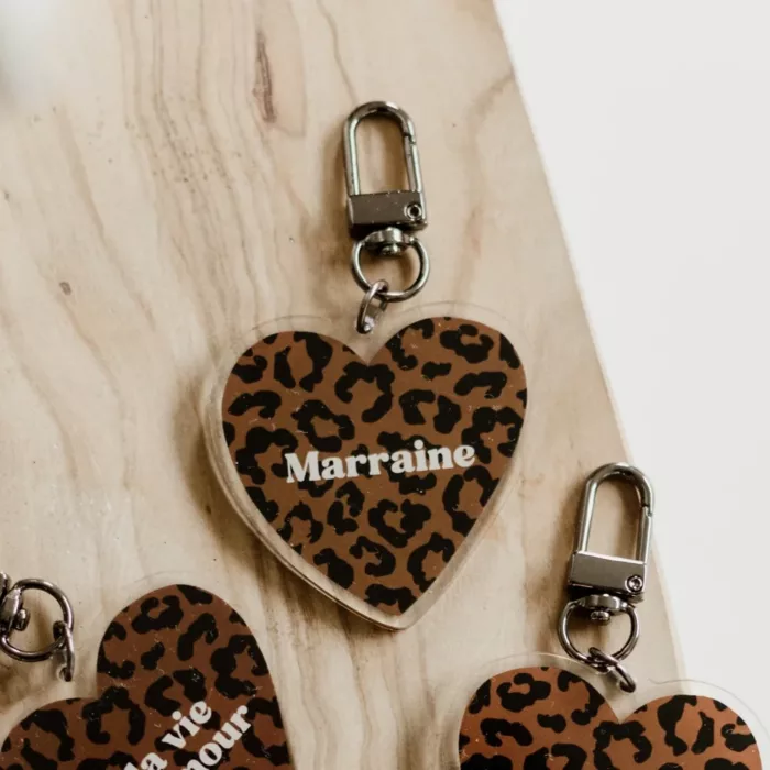 Porte-Clés MARRAINE Léopard MARRON FONCÉ  (Mon Petit Léon)