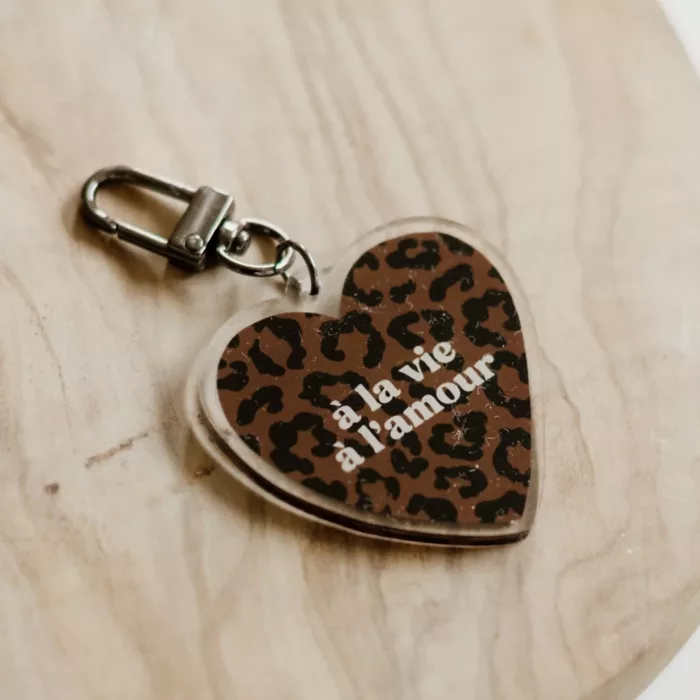 Porte-Clés À LA VIE, À L'AMOUR Léopard MARRON FONCÉ  (Mon Petit Léon)