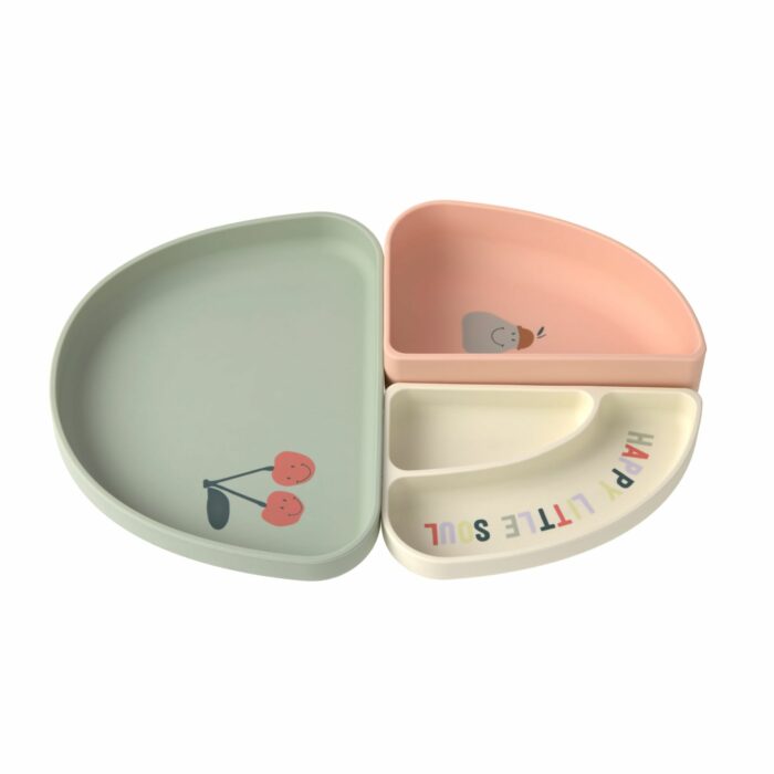 Set de vaisselle silicone (3pcs) -Happy Fruits, Cerise (Lassig)