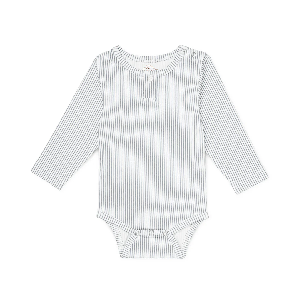 Body manches longues William - GOTS - Classic Stripes Blue (CamCam)