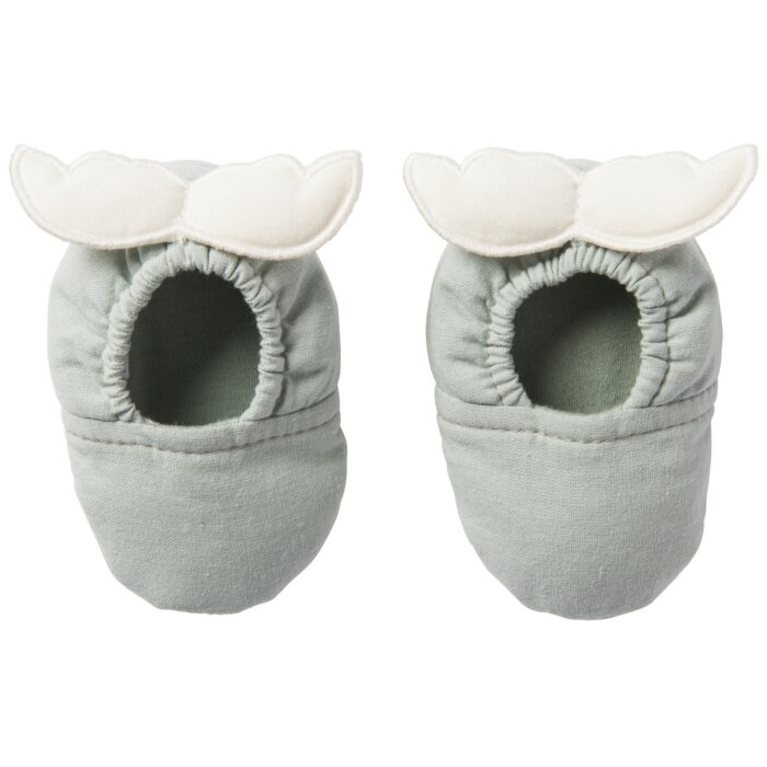 Chaussons avec ailes d’ange – vert de gris / écru (BB and Co)