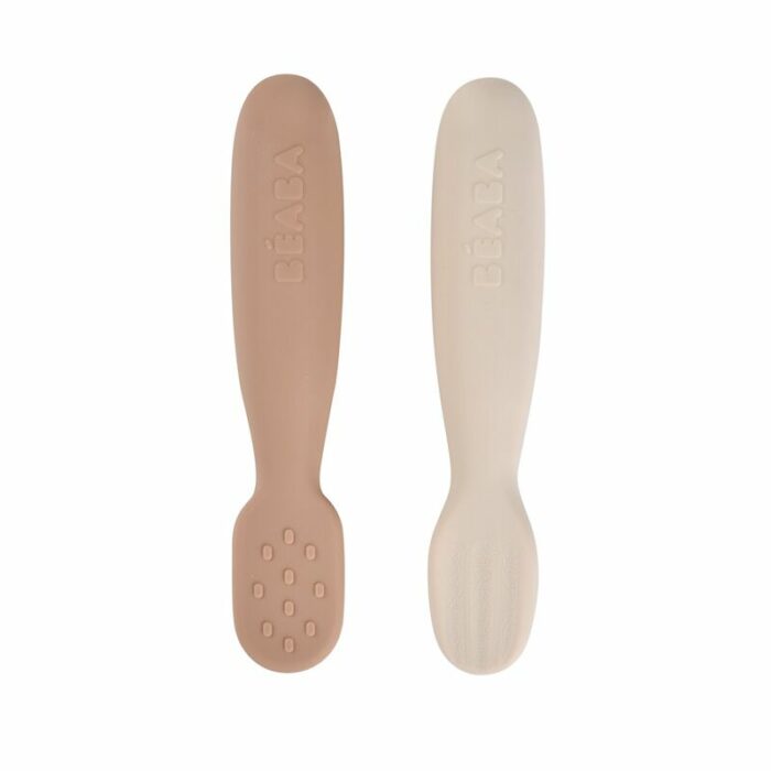 Lot 2 pré-cuillères d'apprentissage silicone - Pralin/Argile (Béaba)