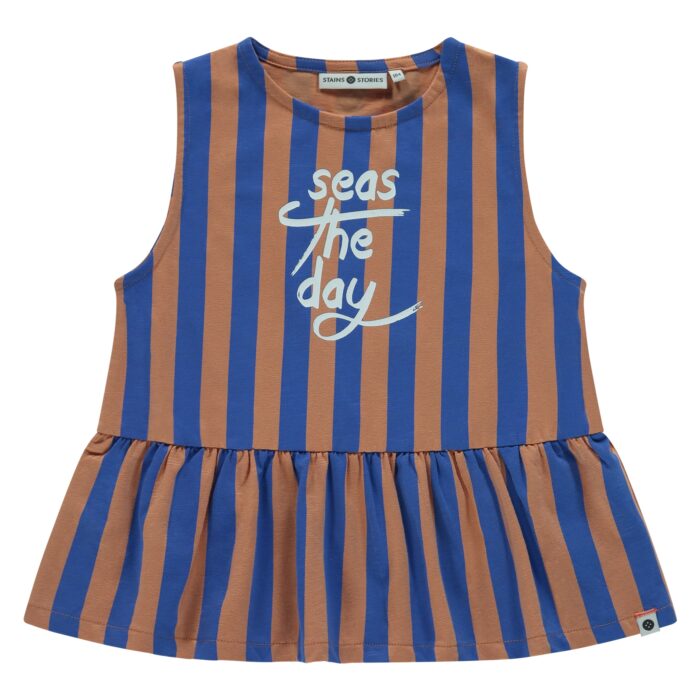 T-shirt sans manches lignés Dusty Orange - Fille SS25 (Stains Stories)