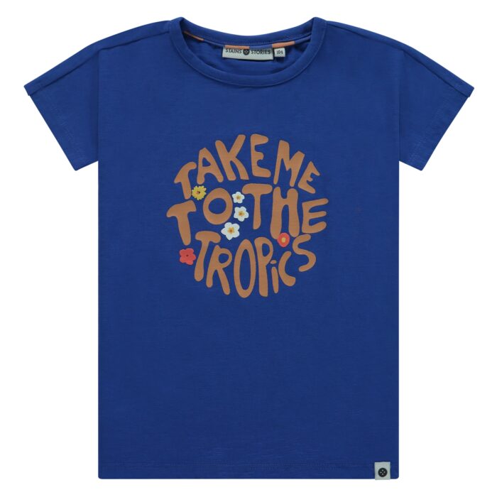 T-shirt Take me to the tropics Cobalt - Fille SS25 (Stains Stories)
