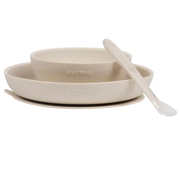 Set Repas Enfant Silicone 3 pièces SILICONE - 19,2 cm - Silicone Argile (nattou)