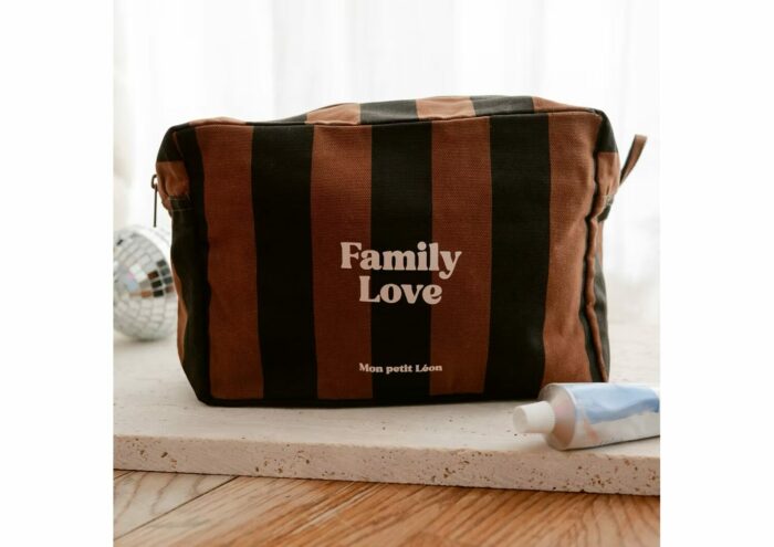 Trousse de toilette RAYÉE Marron FAMILY LOVE (Mon Petit Leon)