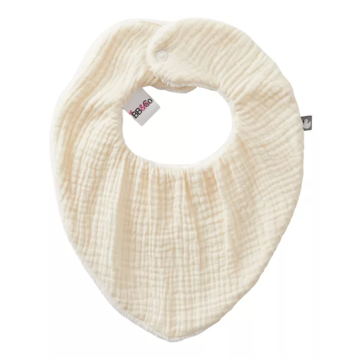 Bavoir-bandana réversible en bambou et gaze mousse de lait ( BB&CO)