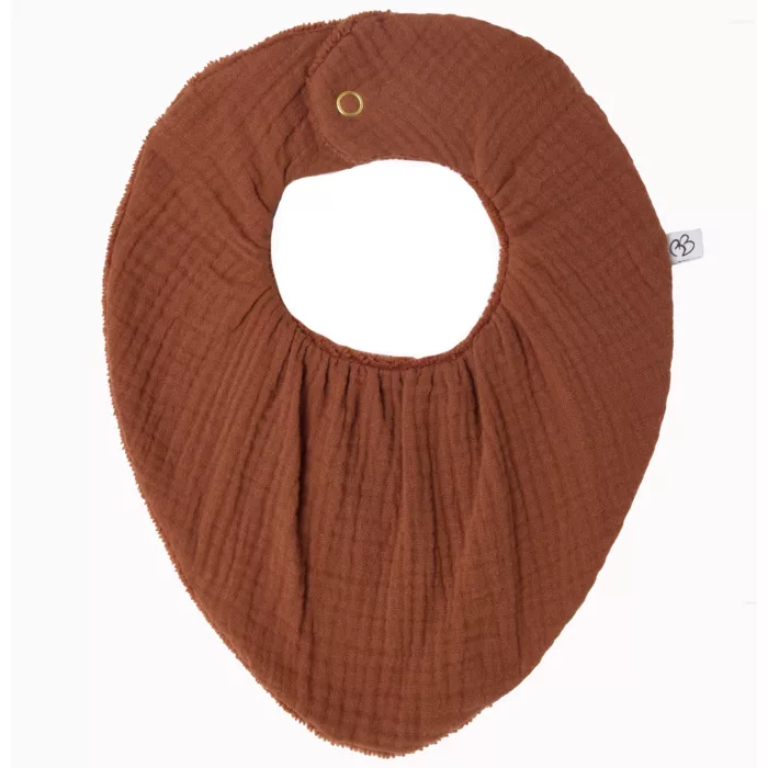 Bavoir-bandana réversible bambou / gaze de coton toffee (BB&CO)