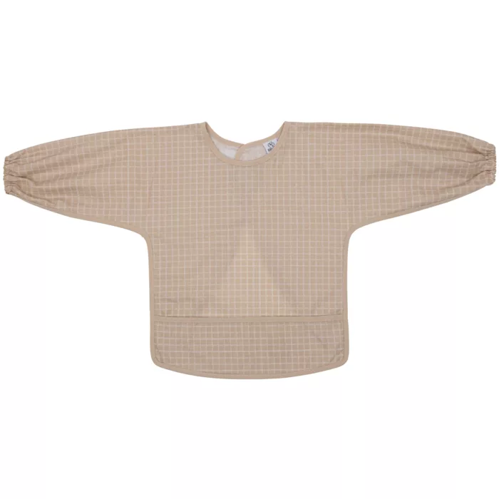 Bavoir-tablier à manches longues imprimé carreaux nude (BB&CO)