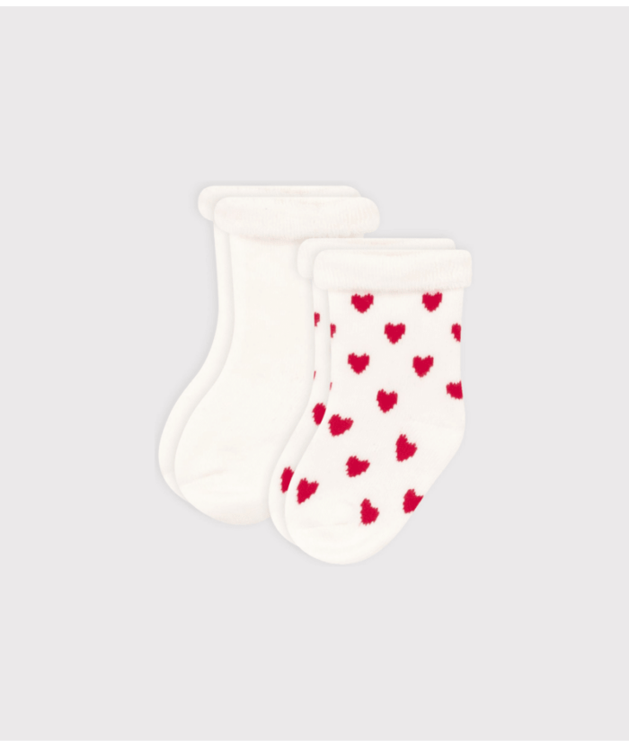 2 PAIRES CHAUSSETTES COEURS  (Petit Bateau)