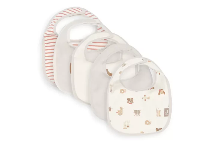 Bavoir Jersey imperméable - Animal Friends - 5 Unités (Jollein)
