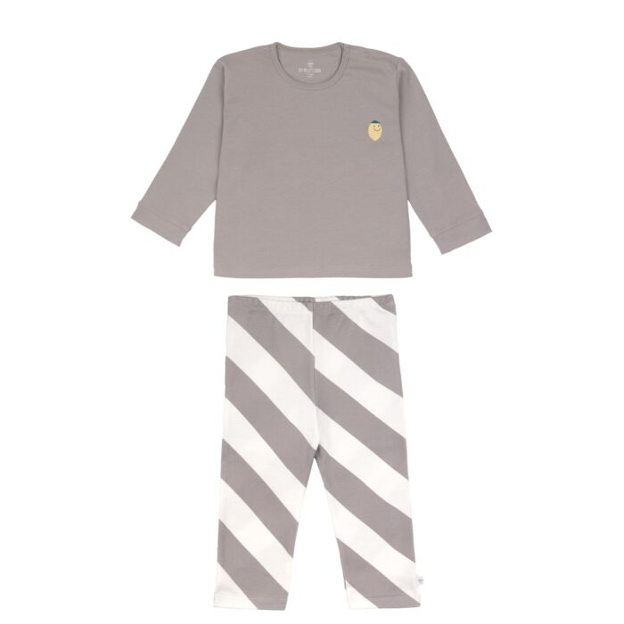 Pyjama à manches longues enfants - bio coton, Citron taupe (Lassig)