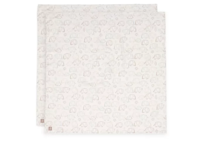 Lange Gaze de Coton Large 115x115cm - Elephant Tales - 2 Unités (Jollein)