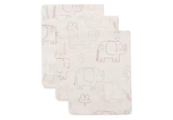 Gant de Toilette Gaze de Coton 15x20cm - Elephant Tales - 3 Unités (Jollein)