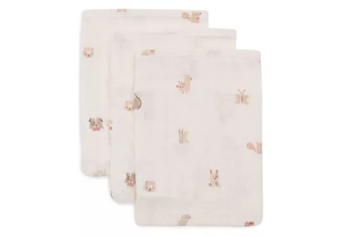 Gant de Toilette Gaze de Coton 15x20cm - Animal Friends - 3 Unités (Jollein)