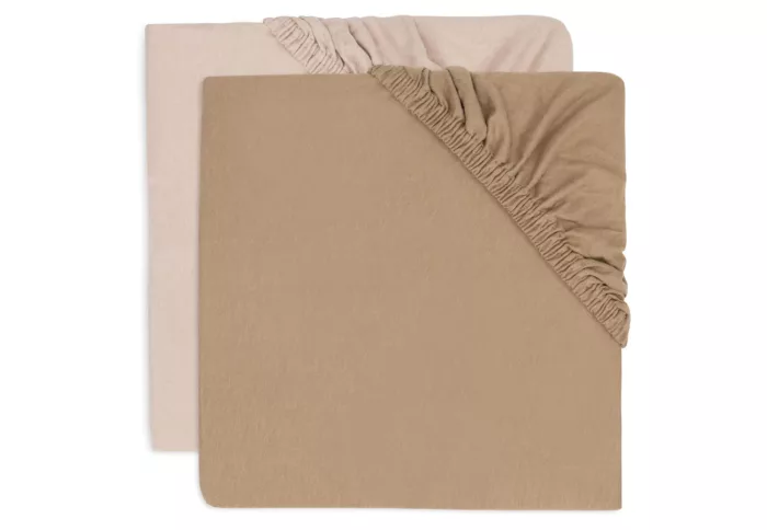 Drap-housse Jersey 70/75x140/150cm (2 pack) - Wild rose/biscuit  (Jollein)