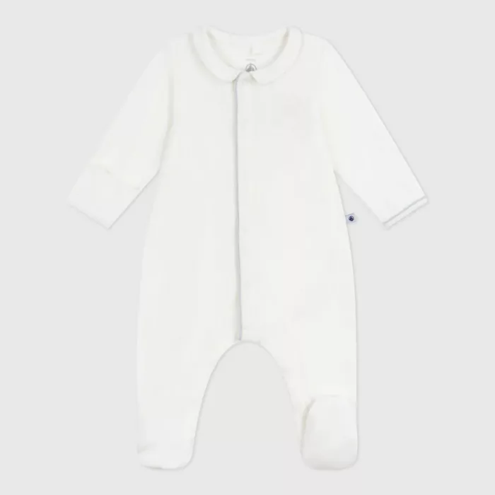 Pyjama bébé en velours à col uni (Petit Bateau)