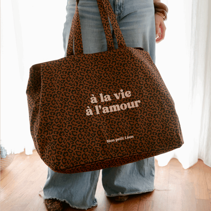 Sac cabas léopard foncé A la vie à l'amour (Mon petit Léon)
