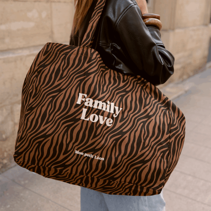 Sac cabas zèbre foncé Family Love (Mon petit Léon)