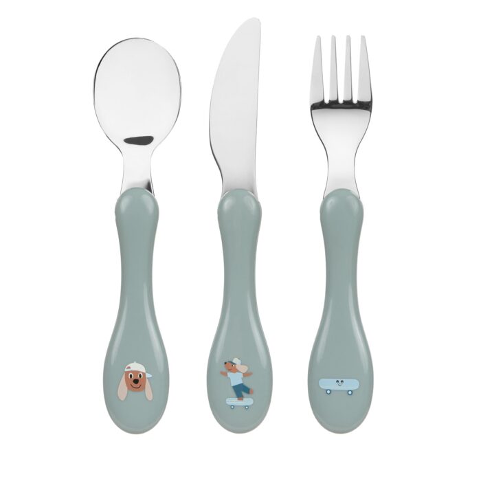 Couverts enfants inox (3 pc) - Tiny Team, Chien (Lassig)