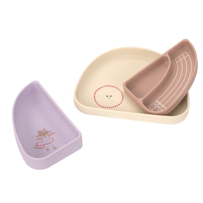 Set de vaisselle silicone (3pcs) enfants - Chat (Lassig)