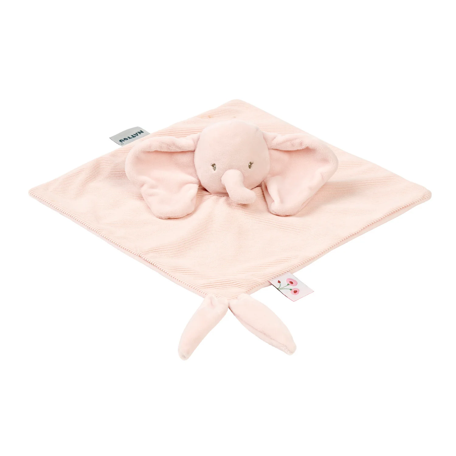 FanFan Doudou bébé - 27 x 27 cm - Doudou Eléphant - Rose (Nattou)