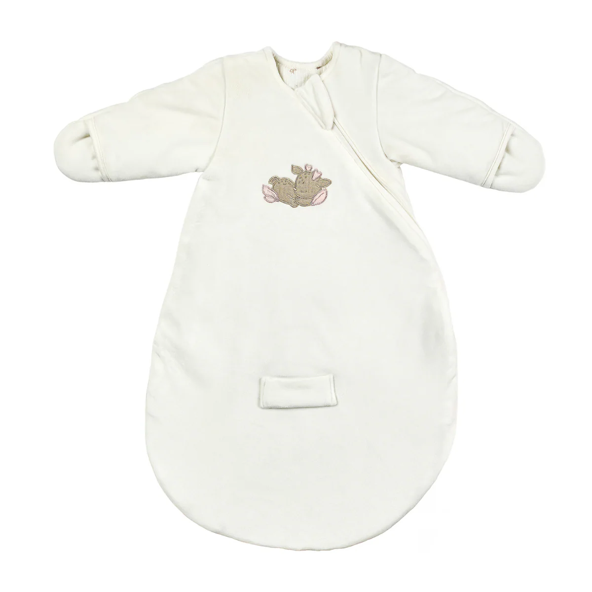 FanFan Gigoteuse bébé 60 cm – Gigoteuse en velours blanc avec manches et moufles – TOG 2,5 (Nattou)