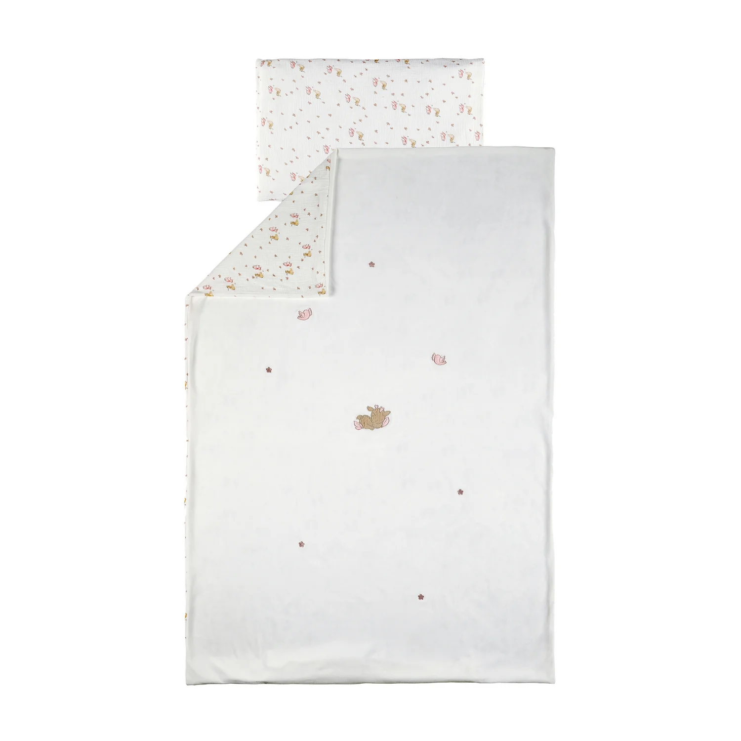 FanFan Housse de couette bébé velours 140x100 cm – Taie 60x40 cm – Réversible