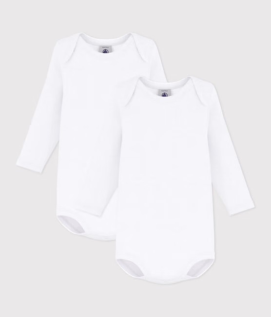 Lot de 2 bodies longues manches 1 mois (Petit Bateau)