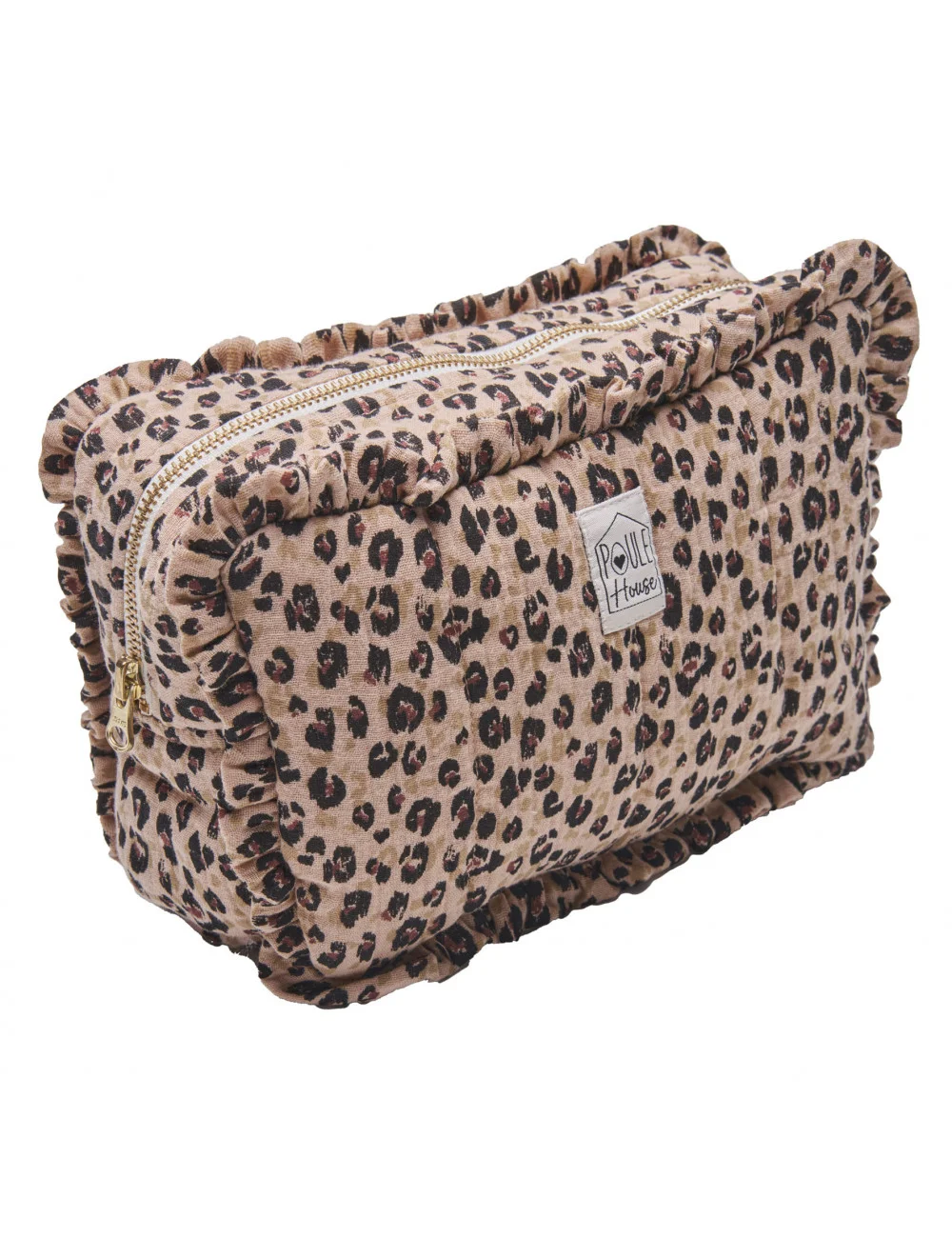 Grande trousse de toilette à froufrou – léopard (Bb & Co)