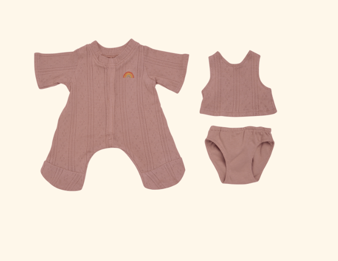 Dinkum Dolls - Pointelle PJ Set - Rose (OLLIELLA)