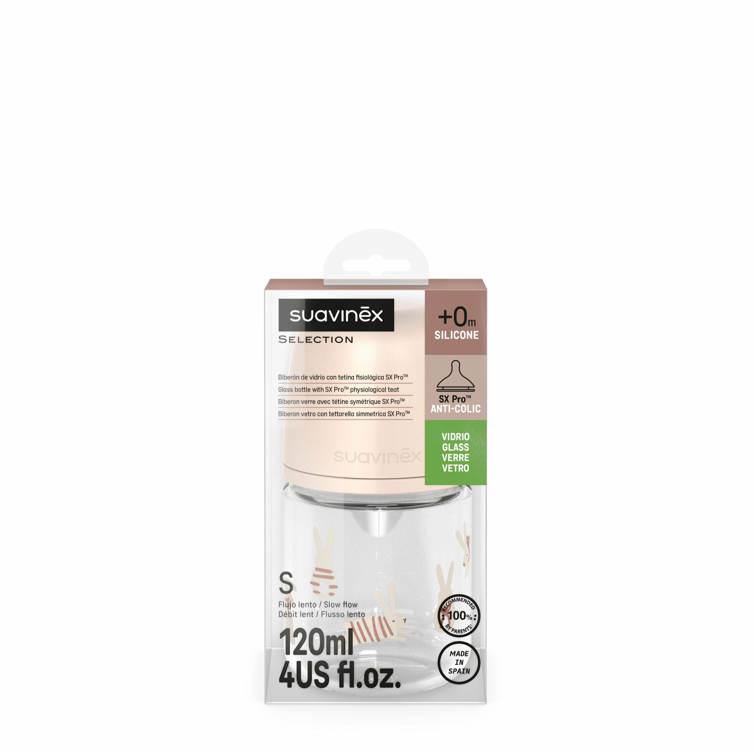 Biberon en verre avec tétine SX Pro 120 ml débit S Wonderland (Suavinex) – Image 3