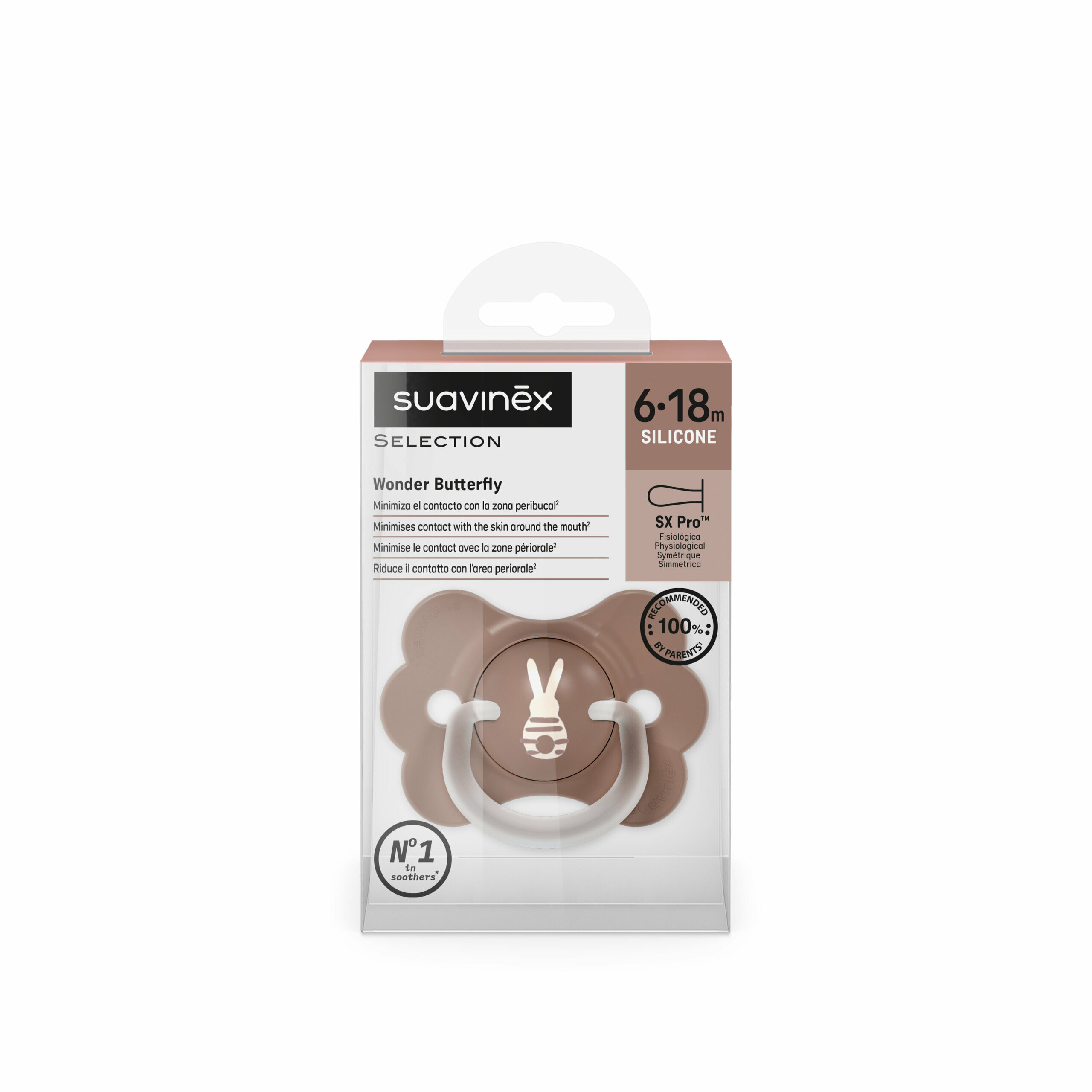 Sucette Butterfly SX Pro 6/18M décorée Wonderland - Lapin Beige (Suavinex)